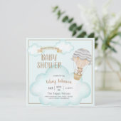 Neutrale Woodland Teddy Bear Baby Shower Einladung (Stehend Vorderseite)