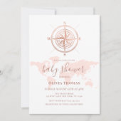 Neutrale World Map Reiseabenteuerdusche Einladung (Vorderseite)