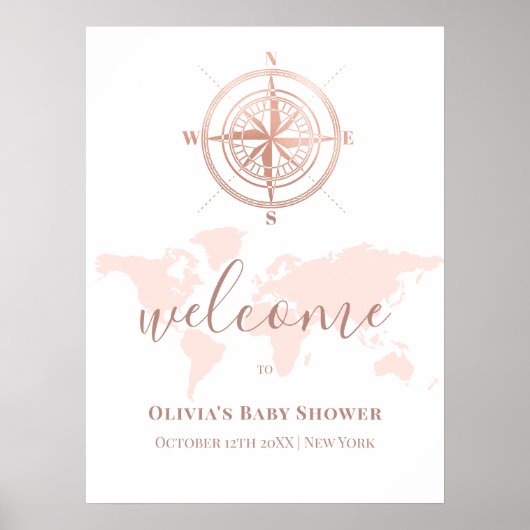 Neutrale World Map Travel Baby Dusche Willkommen Poster (Vorne)
