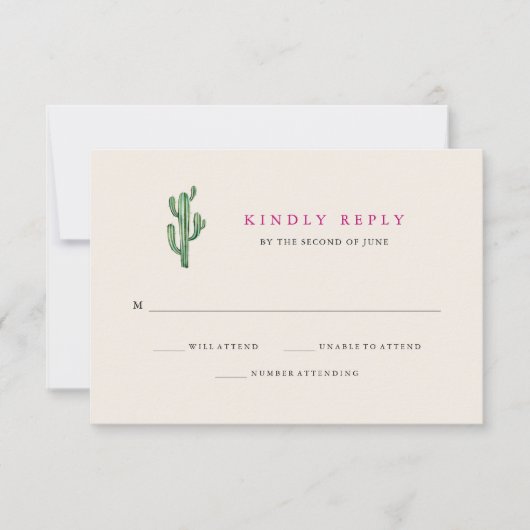 Neutrale Wüste | Kakteen Wedding Response RSVP Karte (Vorderseite)