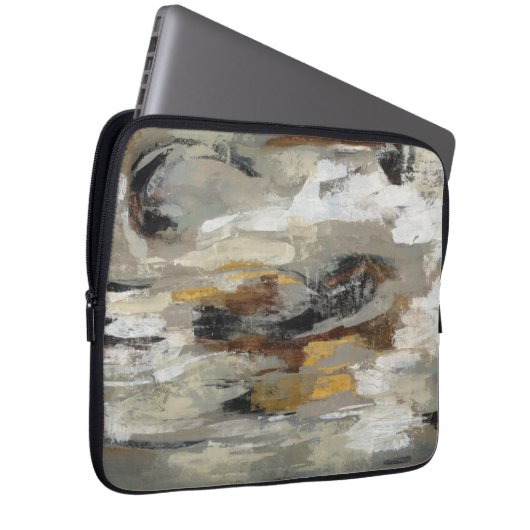 Neutraler abstrakter grauer Druck | Silvia Laptopschutzhülle (Vorne Rechts)