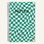 Neutraler Aquamariner Karo Mit Monogramm Notizblock (Vorderseite)