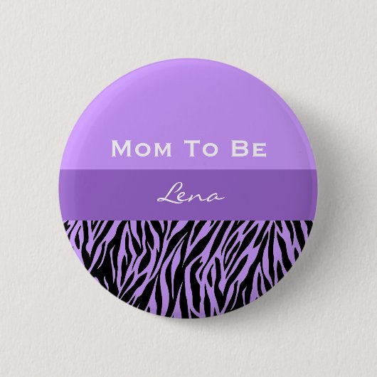 Neutraler Baby-Duschemoderner lila Zebra-Druck 2 Button (Vorderseite)