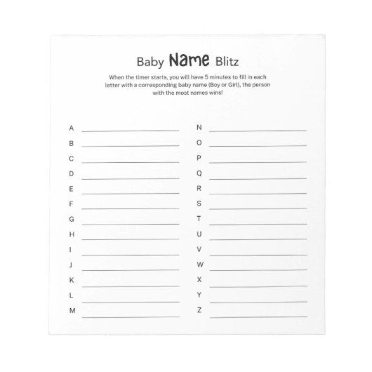 Neutraler Baby-Duschname Blitz für universelles Ge Notizblock (Vorderseite)