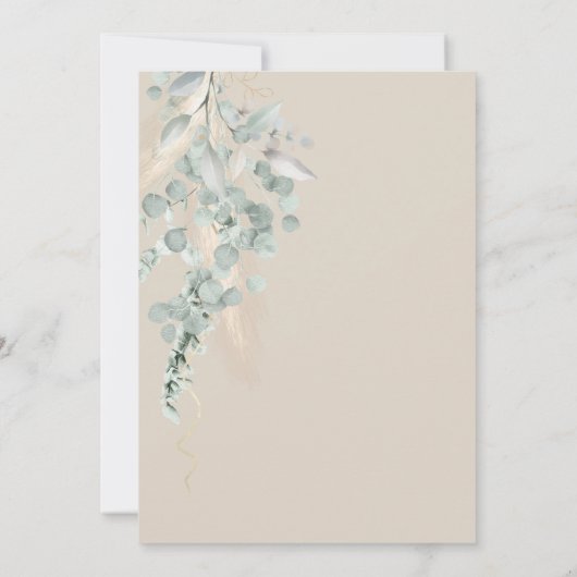 Neutraler Ballon Pampas Baby Showe Einladung (Rückseite)