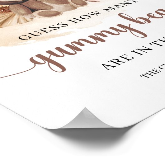 Neutraler Bärenbär schätzt wie viele Gummibären Poster (Ecke)