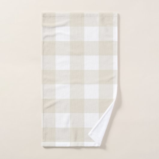 Neutraler Beige Buffalo Karo Kariert Rustikales Ba Badhandtuch Set (Handtuch)