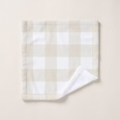 Neutraler Beige Buffalo Karo Kariert Rustikales Ba Badhandtuch Set (Waschlappen)