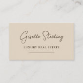 Neutraler Beige Minimalistischer QR-Code Visitenkarte (Vorderseite)