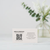 Neutraler Beige QR-Code Minimalistisch Beruflich Visitenkarte (Stehend Vorderseite)
