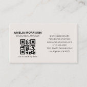 Neutraler Beige QR-Code Minimalistisch Beruflich Visitenkarte (Vorderseite)