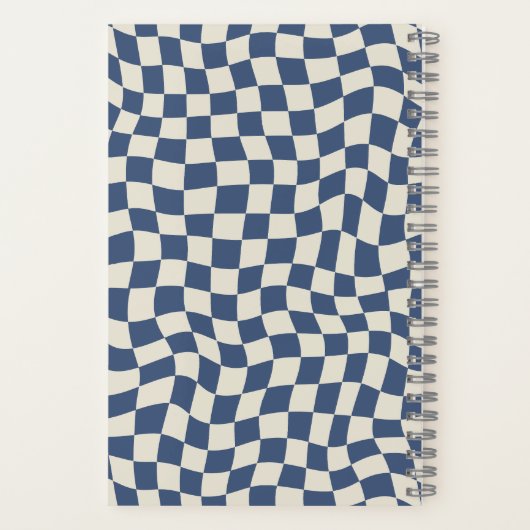 Neutraler blauer Karo Mit Monogramm Name Notizblock (Rückseite)