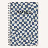 Neutraler blauer Karo Mit Monogramm Name Notizblock (Vorderseite)