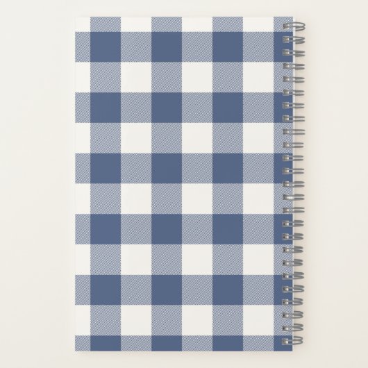 Neutraler Blue Buffalo Karo Mit Monogramm Name Notizblock (Rückseite)