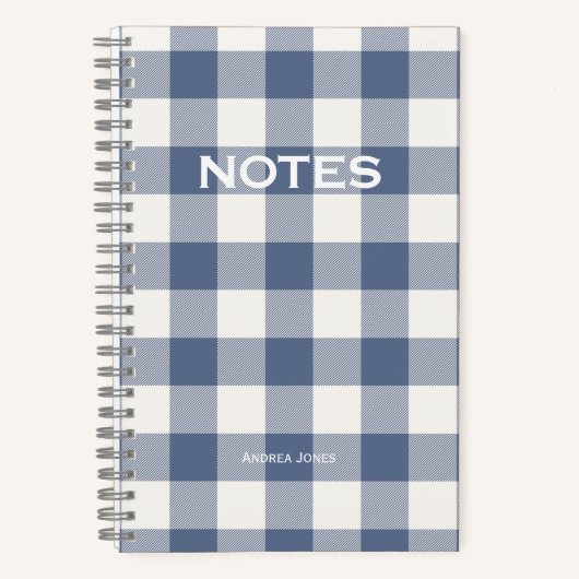 Neutraler Blue Buffalo Karo Mit Monogramm Name Notizblock (Vorderseite)