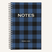 Neutraler Blue Buffalo Karo Mit Monogramm Name Notizblock (Vorderseite)