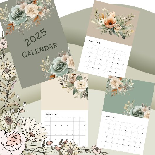 neutraler Blumenkalender 2025 Kalender