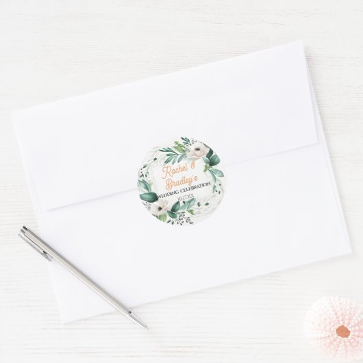 neutraler Blumenrahmen Runder Aufkleber (Umschlag)