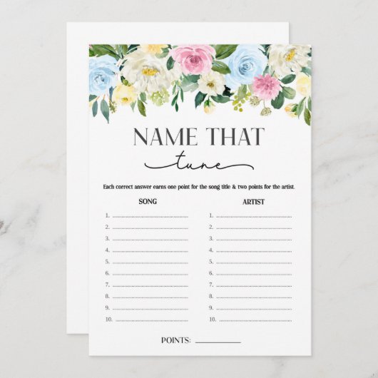 Neutraler Blütenname für das Baby Tune Game Einladung (Vorne/Hinten)