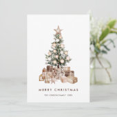 Neutraler Bohemischer Weihnachtsbaum Gruß Feiertagskarte (Stehend Vorderseite)