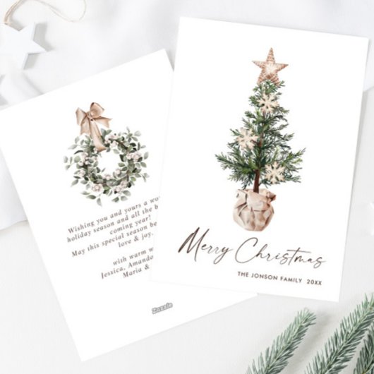 Neutraler Bohemischer Weihnachtsbaum Gruß Feiertagskarte