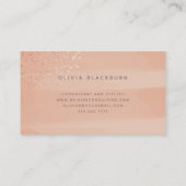 Neutraler Boho| Abstrakte Wasserfarbe und Rose Gol Visitenkarte (Rückseite)