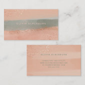 Neutraler Boho| Abstrakte Wasserfarbe und Rose Gol Visitenkarte (Vorne/Hinten)