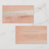 Neutraler Boho| Abstrakte Wasserfarbe und Rose Gol Visitenkarte (Vorne/Hinten)