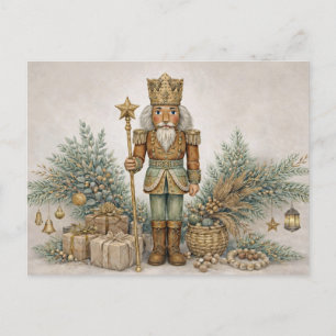 Neutraler Boho-Aquarell-Weihnachts-Nussknacker-Kön Feiertagspostkarte