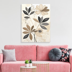 Neutraler Boho Botanische Kunst Minimalistische Er Leinwanddruck