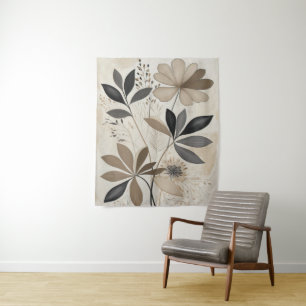 Neutraler Boho Botanische Kunst Minimalistische Er Wandteppich