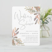 Neutraler Boho Botanische Paare Polterabend Einladung (Stehend Vorderseite)