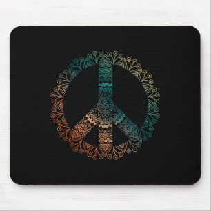 Neutraler Boho-Yoga-Ornament-Mandala-Friedenszeich Mousepad