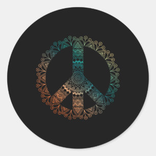 Neutraler Boho-Yoga-Ornament-Mandala-Friedenszeich Runder Aufkleber