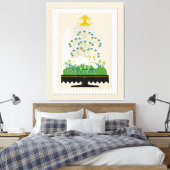 Neutraler Botanischer Bunny Cloche Französischer B Leinwanddruck (Insitu (Schlafzimmer))