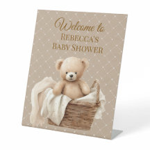Neutraler brauner Teddybär Baby Shower