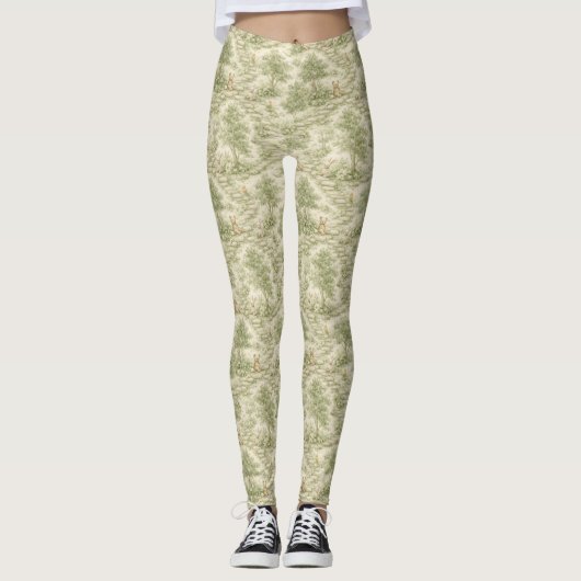 Neutraler Bunny-Bär-Picknick-Blumengarten (1) Leggings (Vorderseite)