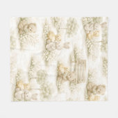 Neutraler Bunny-Bär-Picknick-Blumengarten (2) Fleecedecke (Vorderseite (Horizontal))