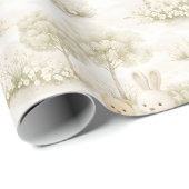 Neutraler Bunny-Bär-Picknick-Blumengarten (2) Geschenkpapier (Rolleneckpunkt)