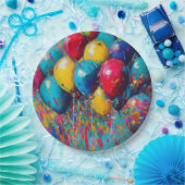 Neutraler bunter Spaß zum Geburtstag Pappteller (Party)