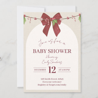 Neutraler Candy Cane Cutie Baby Einladung