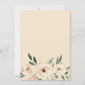 Neutraler Champagner Blumendusche Einladung (Rückseite)
