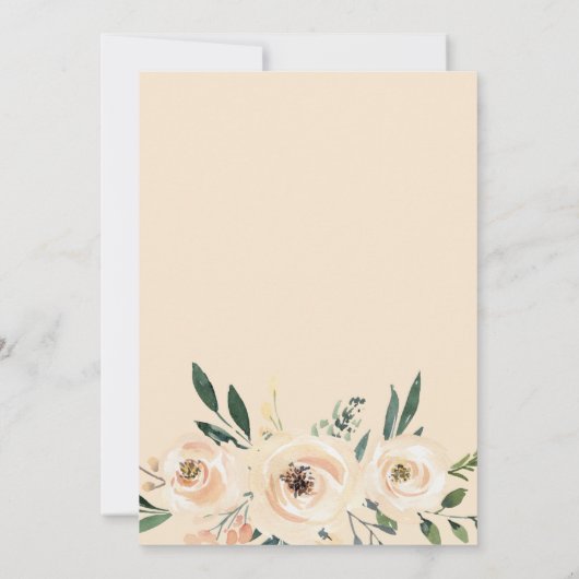 Neutraler Champagner Blumendusche Einladung (Rückseite)