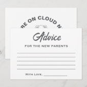 Neutraler Cloud Nine Baby Shower Teddy Bär Hinweiskarte (Vorne/Hinten)
