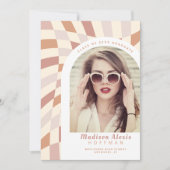 Neutraler Creme White Tan Retro Foto Abschluss Ankündigung (Vorderseite)