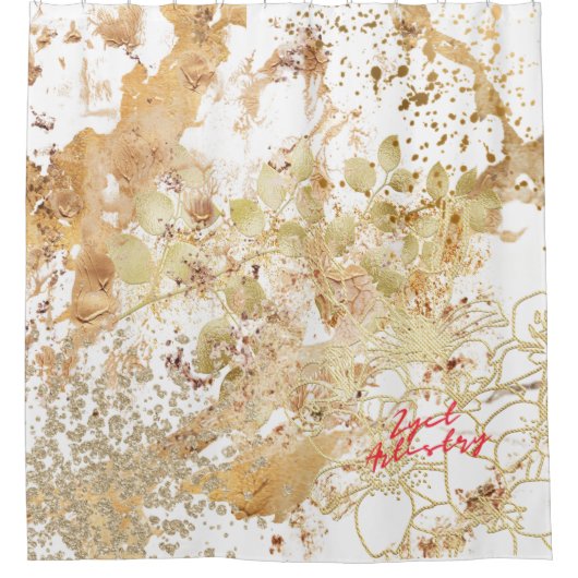 Neutraler, cremiger Beige Duschvorhang Liner (Vorderseite)