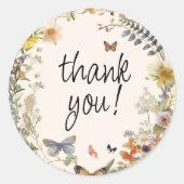 Neutraler Dank für das rustikale Schmetterlingsges Runder Aufkleber (Vorderseite)