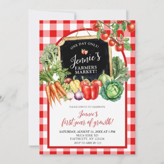 Neutraler erster Geburtstag des Bauernmarkts Einladung (Vorderseite)