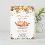 Neutraler Fall Pumpkin Baby Shower Einladung (Stehend Vorderseite)