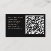 Neutraler floraler QR Code Business Card Schwarz B Visitenkarte (Rückseite)